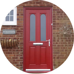 composite door red and frame